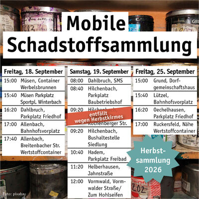 Mobile Schadstoffsammlung Herbst 2026