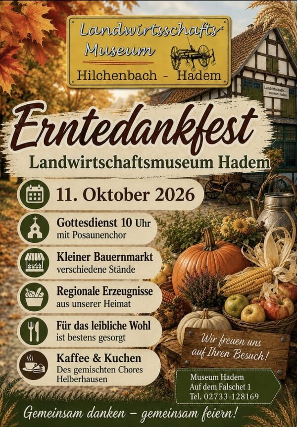Bild vergr&ouml;&szlig;ern: Plakat Erntedankfest im Landwirtschaftsmuseum Hadem